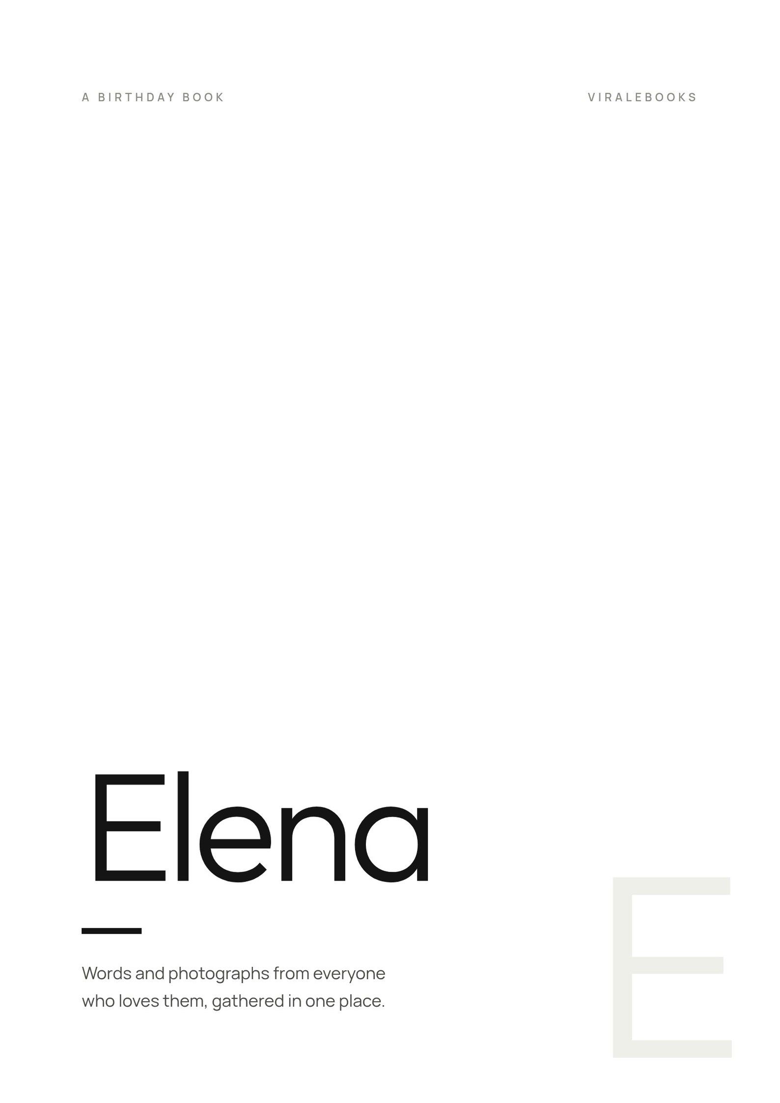 Minimal theme: cover of a sample birthday storybook for Elena